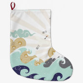 マウンテンサンジャパニーズイラストレーション ラージクリスマスストッキング (正面)