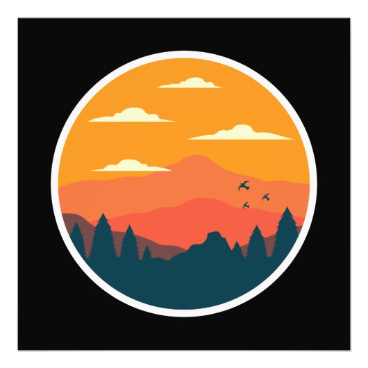 マウンテンサンセットイラストレーション フォトプリント            (正面)