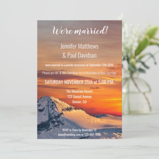 マウンテンサンセットウェディングレセプション写真招待状 招待状 (スタンド正面)
