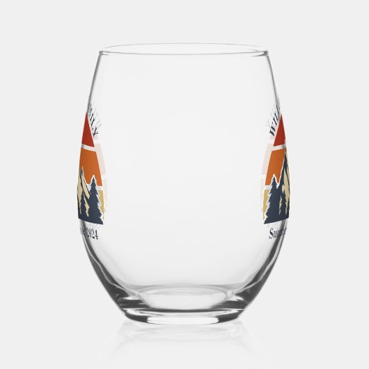 マウンテンサンセットキャビンカスタマイズ可能なファミリー懇親会 ステムなしワイングラス (左)
