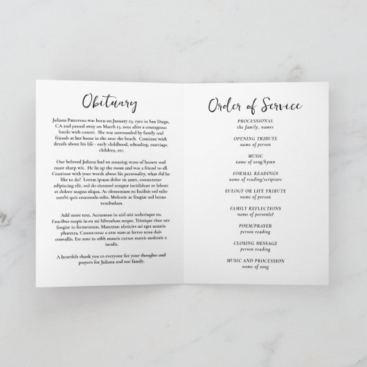 マウンテンサンセットクロスお祝いオブライフ葬儀 プログラム (内部)