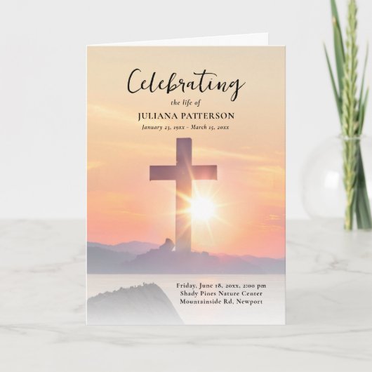 マウンテンサンセットクロスお祝いオブライフ葬儀 プログラム (正面)