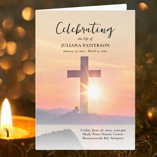 マウンテンサンセットクロスお祝いオブライフ葬儀 プログラム