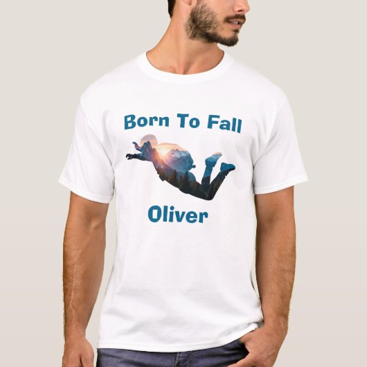 マウンテンサンセットスカイダイビング Born to Fall Tシャツ (正面)