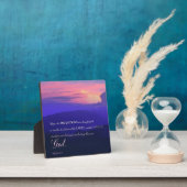 マウンテンサンセットホームデコールプラークとイーゼル フォトプラーク (インサイチュ)