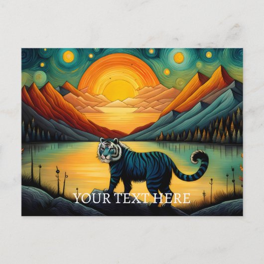 マウンテンサンセットレイクビュータイガー ポストカード (正面)