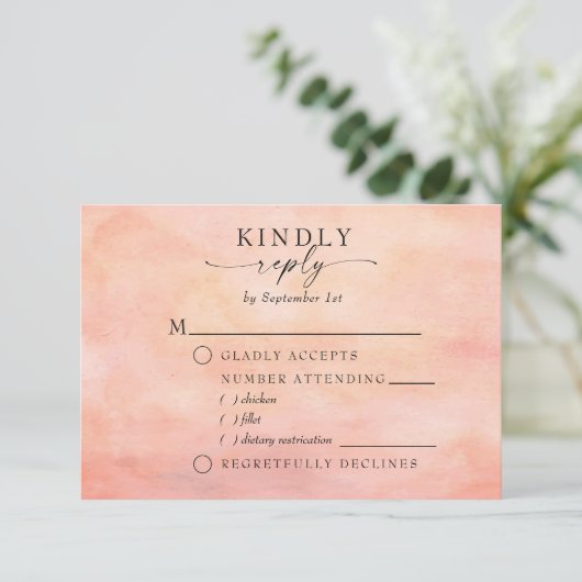 マウンテンサンセット素朴ウォーターカラーミールの選択 出欠カード (スタンド正面)