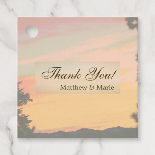 マウンテンサンセット結婚のサンキュー フェイバータグ (正面)