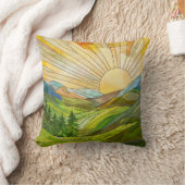 マウンテンサンライズモザイクデジタルアート クッション (ブランケット)