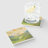 マウンテンサンライズモザイクデジタルアート ストーンコースター (横)