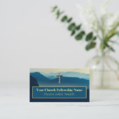 マウンテンサンライズ金ゴールドクロスチャーチビジネスカード 名刺 (スタンド正面)