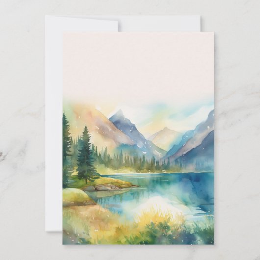 マウンテンサン素朴セットウォーターカラーオレンジブライダル 招待状 (裏面)