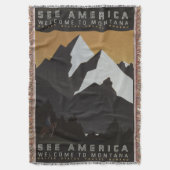 マウンテンシーアメリカカウボーモンタナパターン スローブランケット (正面縦)