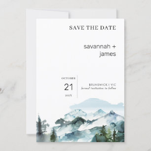 マウンテンシーンウェディング日付カードを保存 招待状
