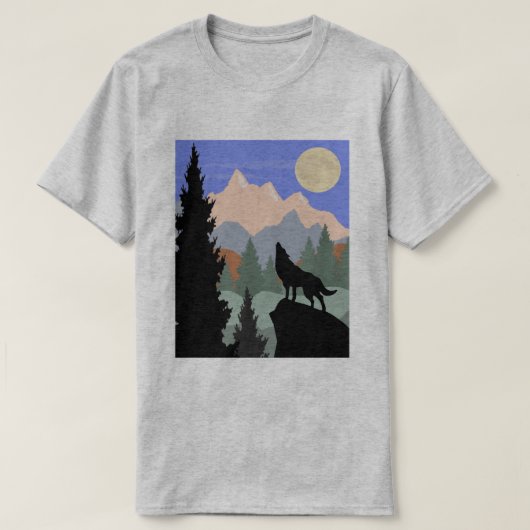 マウンテンシーンハウリングウルフ Tシャツ (デザイン正面)