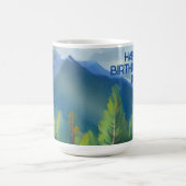 マウンテンシ絵画ーンハッピーバースデーパパ コーヒーマグカップ (中央)