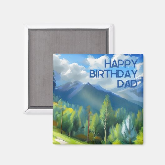 マウンテンシ絵画ーンハッピーバースデーパパ マグネット (正面/裏面)