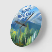マウンテンシ絵画ーンハッピーバースデーパパ ラウンド壁時計 (傾斜)