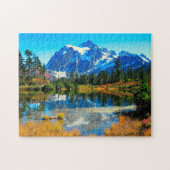 マウンテンスカイレイク風景写真 ジグソーパズル (横)