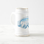 マウンテンスキーゴーグルイラストレーションホワイト ビールジョッキ (正面左)