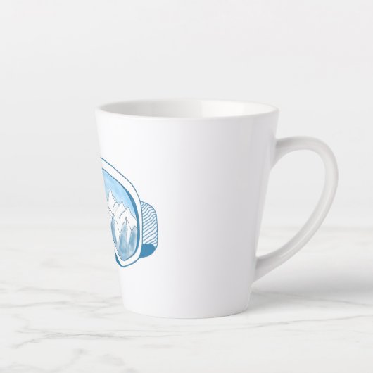 マウンテンスキーゴーグルイラストレーション カフェラテマグ (右)