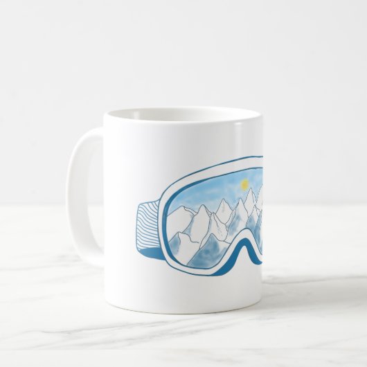 マウンテンスキーゴーグルイラストレーション コーヒーマグカップ (正面左)