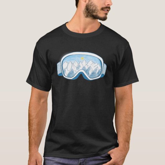 マウンテンスキーゴーグルイラストレーション Tシャツ (正面)