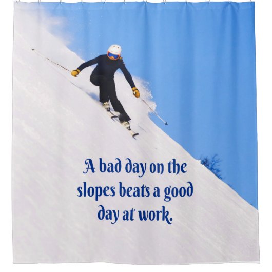 マウンテンスキースロープフレッシュスノー秋スおもしろいキー シャワーカーテン (正面)