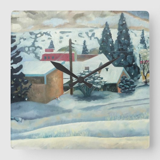 マウンテンスキータウンクロック スクエア壁時計 (正面)