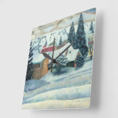 マウンテンスキータウンクロック スクエア壁時計 (傾斜)