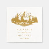 マウンテンスケパーソナライズされたッチ結婚ズ スタンダードカクテルナプキン (正面)