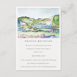 マウンテンスケープ赤面グリーンウェディングレセプション エンクロージャーカード