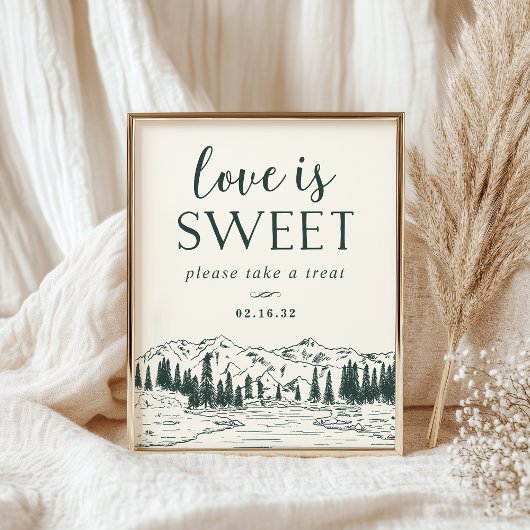 マウンテンスケ結婚ッチのデザートテーブル記号 ポスター