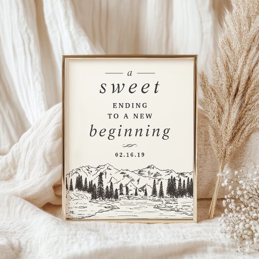 マウンテンスケ結婚ッチのデザートテーブル記号 ポスター