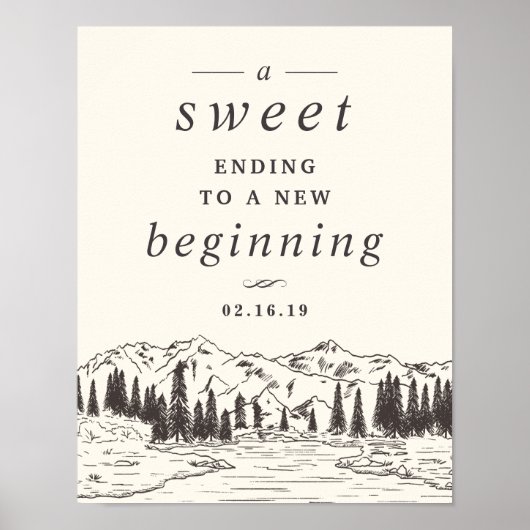 マウンテンスケ結婚ッチのデザートテーブル記号 ポスター (正面)