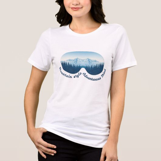 マウンテンスタイル、冒険心 – スキーのゴーグル トライブレンドTシャツ (正面)