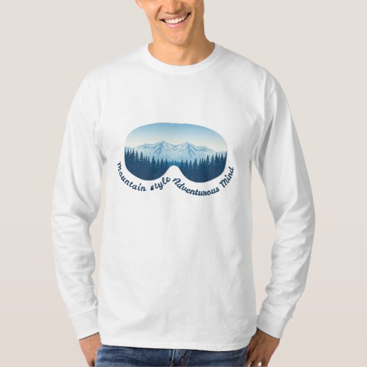 マウンテンスタイル、冒険心:スキーゴーグル Tシャツ (正面)
