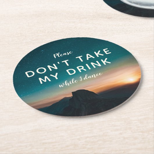 マウンテンスターリーナイトスカイサンセット結婚ズ踊り ラウンドペーパーコースター (アングル)