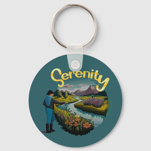 マウンテンストリームキーチェーンでのマスの追跡 キーホルダー (正面)