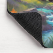 マウンテンストリームベアーワイルドフラワーサンライズ絵画ズ マウスパッド (コーナー)