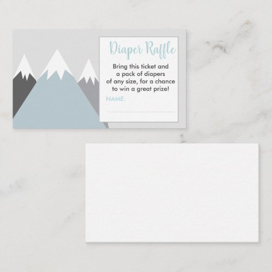 マウンテンスノーフレークおむつラッフルチケットラスティックエンク エンクロージャーカード (正面/裏面)