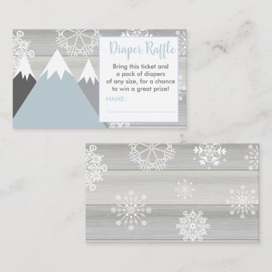 マウンテンスノーフレークおむつラッフルチケット素朴 エンクロージャーカード (正面/裏面)