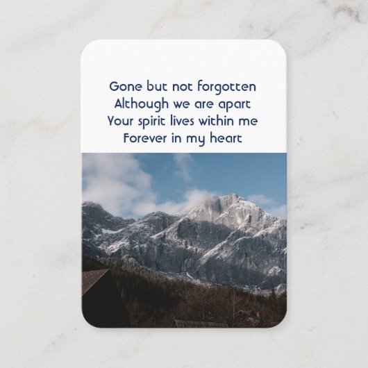 マウンテンズアルパインホームメモリアルポケットキープサケ 名刺 (正面)