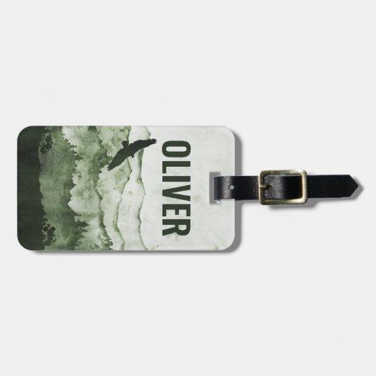 マウンテンズイーグルアウトドア自然 パーソナライズされた ラゲッジタグ (正面横)