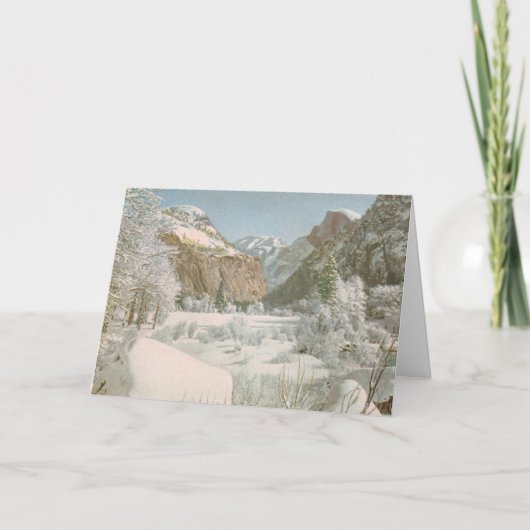 マウンテンズウィンタースノーヴィンテージホリデークリスマス シーズンカード (正面)