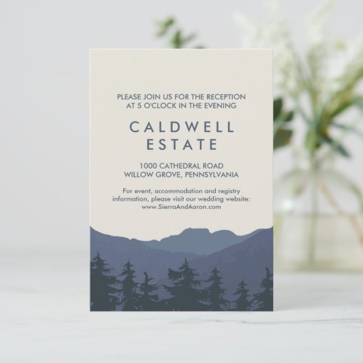 マウンテンズウェディングレセプションカードへのリトリート 招待状 (スタンド正面)