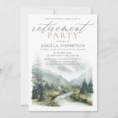 マウンテンズグリーンウォーター色シンプル退職パーティー 招待状 (正面)