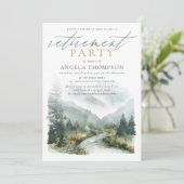 マウンテンズグリーンウォーター色シンプル退職パーティー 招待状 (スタンド正面)
