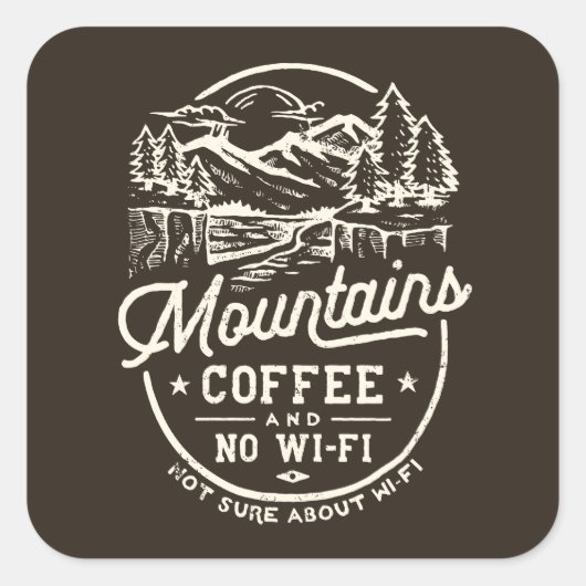 マウンテンズコーヒーWi-Fi おもしろい スクエアシール (正面)