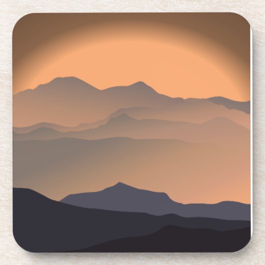 マウンテンズサンセットミニマル懸命プラスチック塗装機 コースター (正面)